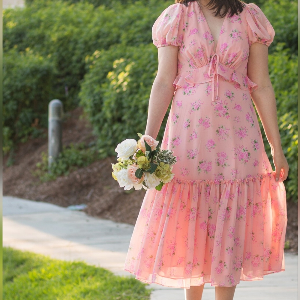 Loveshack Fancy Dress for Target Pink Floral with Ruffles NWT